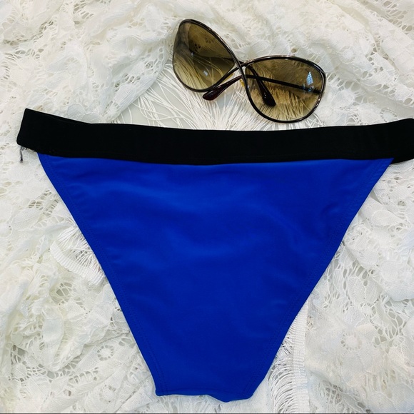 Size M • Royal Blue & Black Elasticated Waistband Bottom Swimwear •Forever 21 - Picture 2 of 5